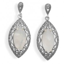 Marcasite White Shell Earrings