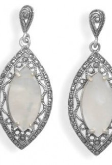 Marcasite White Shell Earrings