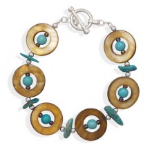 Turquoise & Dyed Shell Bracelet