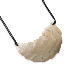 Carved Shell Leaf Necklace