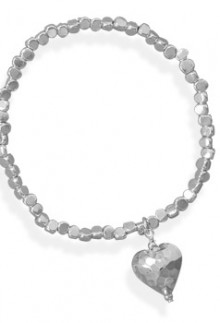 Hammered Heart Silver Bracelet