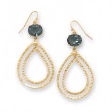 14 K Gold & Dusky Blue Crystal Earrings