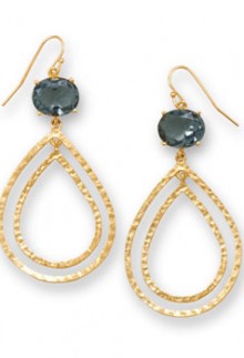 14 K Gold & Dusky Blue Crystal Earrings