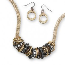 Black and Gold Necklace & Earrings