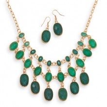 Emerald Bead Necklace Set