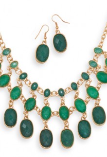 Emerald Bead Necklace Set