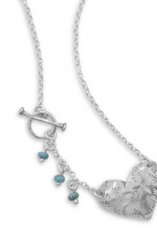 Sterling Silver Heart & Turquoise Accent Necklace