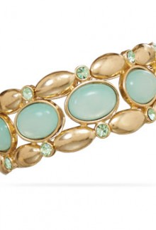 Mint Green & Gold Stretch Bangle Bracelet