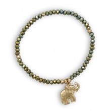 Glass Beads & Elephant Charm Bracelet