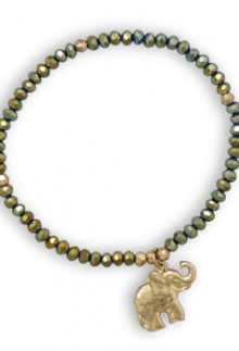 Glass Beads & Elephant Charm Bracelet