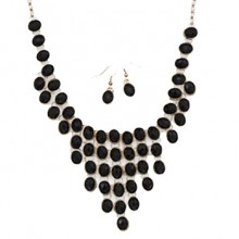 Black & Gold Necklace & Earrings Set