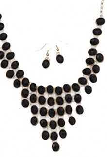 Black & Gold Necklace & Earrings Set