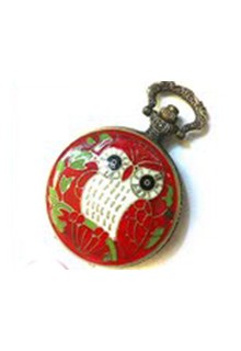Love the Owl Watch Necklace Red