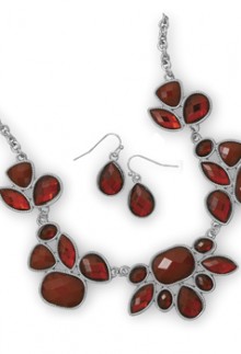 Red Glass Necklace & Earring Set